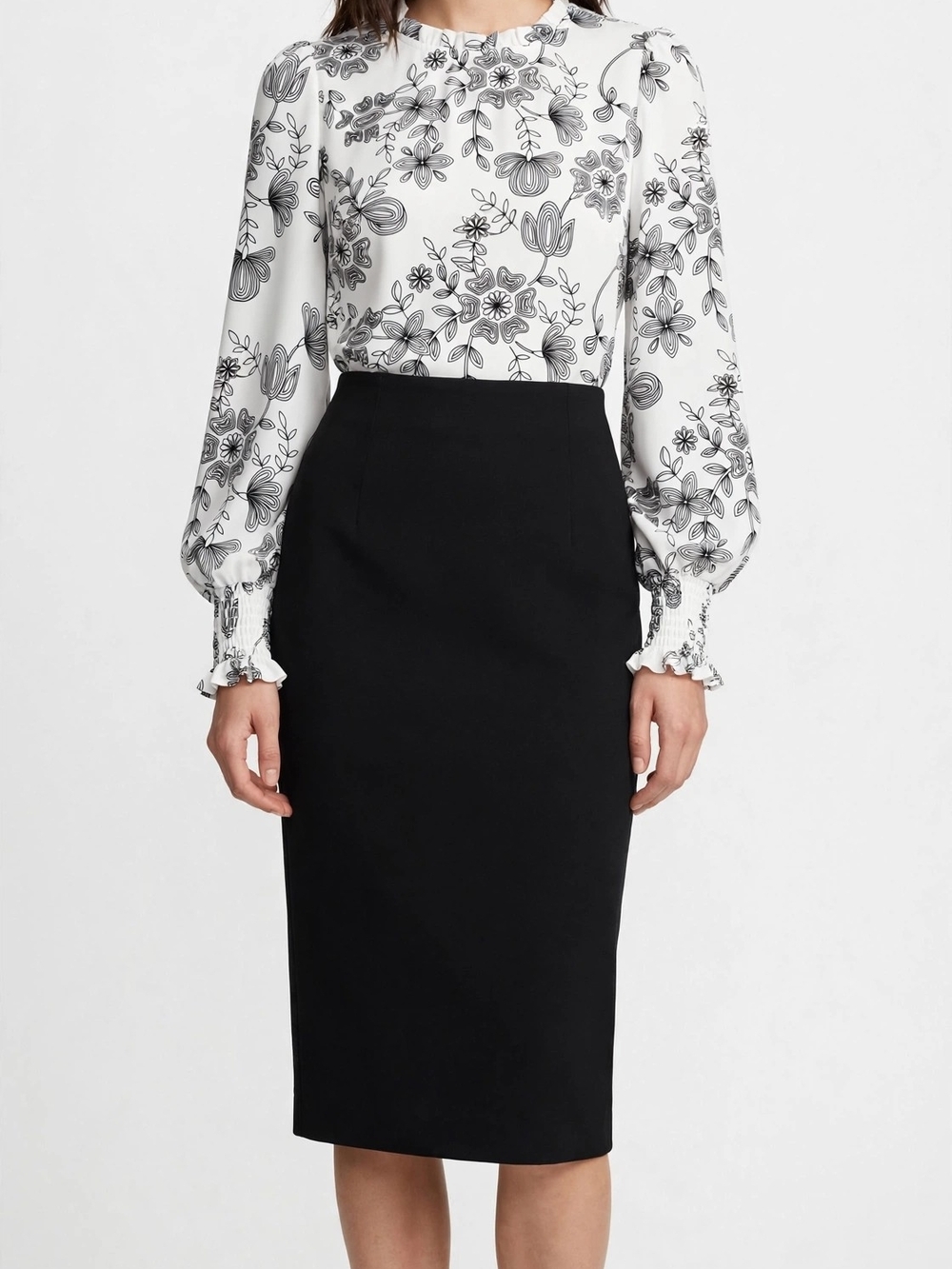 Suzy Shier Black High-Rise Pencil Skirt